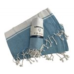 Telo Mare Fouta 90x170cm LineaBlu con Frangia art.Haman in 100% cotone